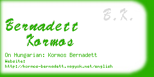 bernadett kormos business card